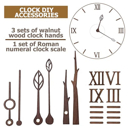 3 Sets 0.86in Shaft Clock Movement Mechanism with Hands and Numerals, CNYMANY Clock Repair Parts Replacement High Torque Long Shaft Clock Movement with 3 Pairs Hands & 1 Roman Numeral Scale - color: Shaft Clock Movement Mechanism + Hands + Numerals