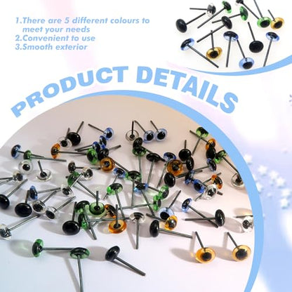 TOAOB 100pcs 5mm Glass Eyes Kits Mixed Colors for Crafts Needle Felting Decoys Sewing - size: 5mm