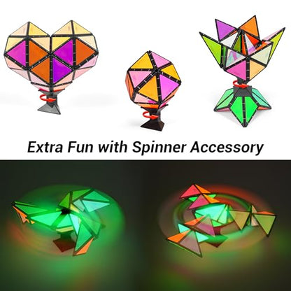 TOSY Magnet Pyramid Glow - 1 Cube Transforms into 1 Billion Shapes, 12 Pieces, 243 Rare Earth Magnets, Glowing, Holographic Design Magnet Tiles Creative Puzzle STEM/STEAM Toy - color: Glow (Set of 1)