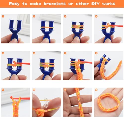 Loom Rubber Band Bracelet Kit, 3000+ 30-Color, Storage Case, Ages 8+ - color: 3000 Pcs