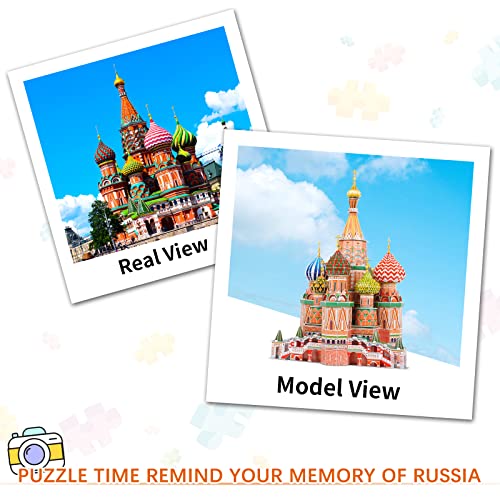 3D Puzzles for Adults & Kids St. Basil's Cathedral Building Set, Russia Cathedral Architecture Craft Model Kits, Educational 3D Jigsaw Puzzle Toy Birthday for Teens Boys Girls, 231 PCS - style: St. Basil's Cathedral
