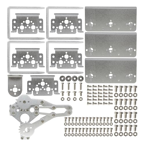 diymore Robotic Arm Kit Silver ROT3U 6DOF Aluminium Robot Arm Mechanical Robotic Clamp Claw Kits No Soldering Required (Unassembled Parts Without Servos)
