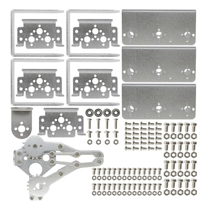 diymore Robotic Arm Kit Silver ROT3U 6DOF Aluminium Robot Arm Mechanical Robotic Clamp Claw Kits No Soldering Required (Unassembled Parts Without Servos)