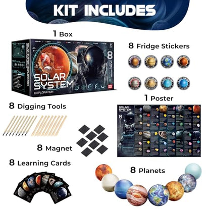 Gemstone Dig Kit, 8 Planets & 40 Gems, Space STEM Toy 6-12