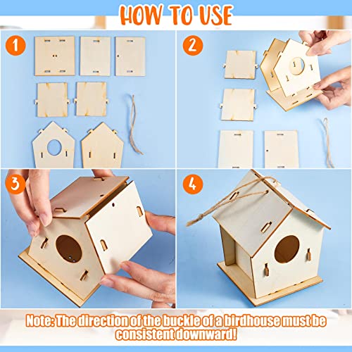 Juexica 15 Pcs DIY Wooden Birdhouse Kit for Kids to Paint Craft Art Modern - color: Modern