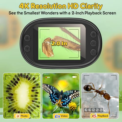 Kids Digital Microscope Science Gift: Complete STEM Toy Kit for Ages 4-12 - color: Yellow