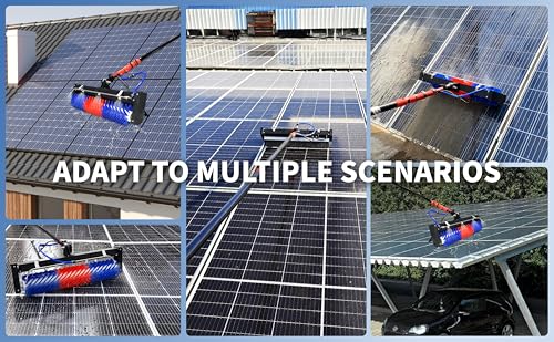 Solar Panel Cleaning Brush and 11FT Water Fed Pole Kit, Adjustable Extension Roller Brush, Window Washing Cleaner Equipment with Lithium Battery - size: 11FT-battery