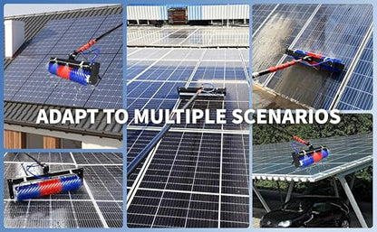 Solar Panel Cleaning Brush and 11FT Water Fed Pole Kit, Adjustable Extension Roller Brush, Window Washing Cleaner Equipment with Lithium Battery - size: 11FT-battery