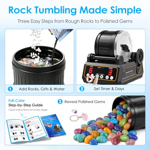 KomeStone K1 Quiet Rock Tumbler Kit for Adults, Kids & Families - color: Black