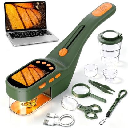 Ashfly Bug Catcher Kit for Kids, Handheld Microscope for Kids with Screen - color: Green