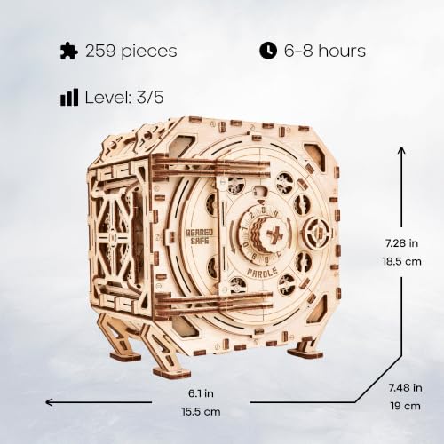 Wood Trick Safe Locker Puzzle Box 3D Wooden Puzzles for Adults to Build - color: Geared Safe