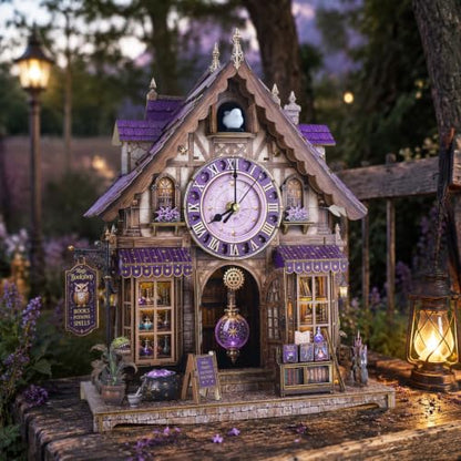 3D Puzzle for Adults Clock - Magic Bookshop Cuckoo Clock Model Kit - color: Magic Bookshop