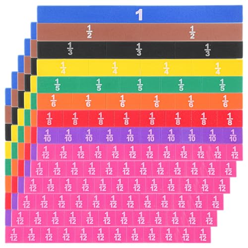 6 Sets Magnetic Fraction Tiles & Fraction Manipulatives for Math Learning - 9.45x9.45x0.12 Inch EVA Foam Algebra Tiles & Fraction Tiles Set with Rainbow Colors, 54 Pieces per Set for Classroom & Home
