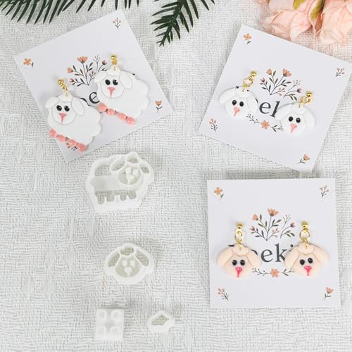 Xaekicr 4PCS Dog & Sheep Clay Cutters – Cute Polymer Clay Earring Cutters Set for Jewelry Making, Animal Clay Tools for DIY Projects, Polymer Clay Molds - color: S color
