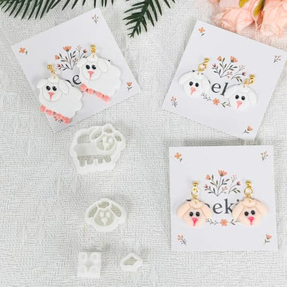 Xaekicr 4PCS Dog & Sheep Clay Cutters – Cute Polymer Clay Earring Cutters Set for Jewelry Making, Animal Clay Tools for DIY Projects, Polymer Clay Molds - color: S color