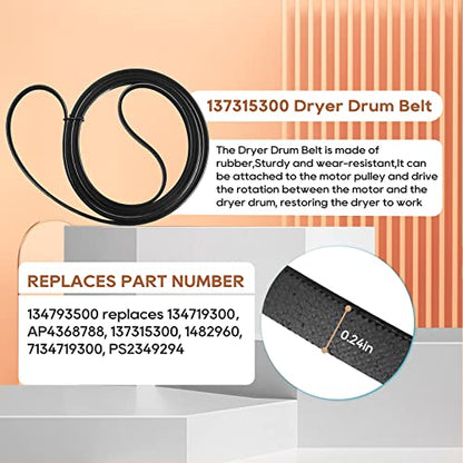 Dryer Repair Kit Compatible With electrolux Dryers Includes 137315300 Dryer Belt and 134793500 Idler Pulley replaces 134719300, 134793511, EAP16227173, Figure 7 Shows More Models