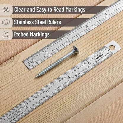 Mr. Pen- Machinist Ruler, 6 Inch, 2 Pack, Stainless Steel Imperial - style: 6 inch, 2 Pack 1/10-1/100 Graduation