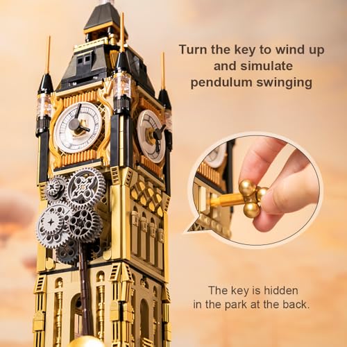 BRICKKK PANTASY Architecture Big Ben Building Set - Steampunk Clock Tower Construction Kit for Adults and Teens, Famous Landmarks London Model, Collectible Building Bricks Toys