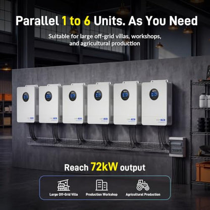 WattCycle 48V 12kW Hybrid Inverter, 120/240V Split Phase Solar Charger - size: 48V 12kW All-in-one Hybrid Inverter