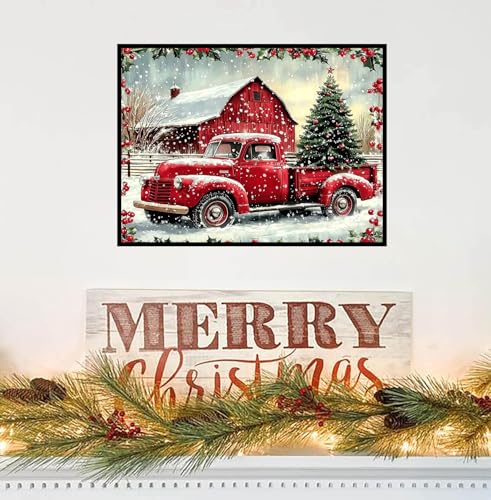 ijbnhd Christmas Red Truck Diamond Art Kits for Adults - color: Christmas Red Truck, size: 16x12in(40x30cm)