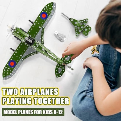 Model Airplane Kits for Boys 8-12,Erector Set for Boys Building Toys Age 10-12,374 PCS DIY Building Stem Projects Toys for Kids,Cool Aviation Gifts for Airplane Model Fans