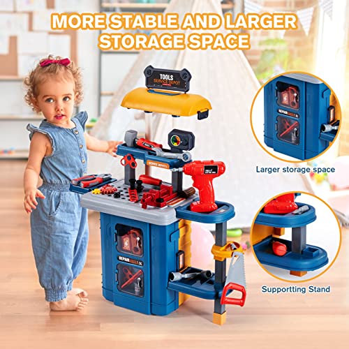 Kids Tool Bench with Tool Box & Electric Drill, Toddler Tool Set - color: Tool Bench Playset