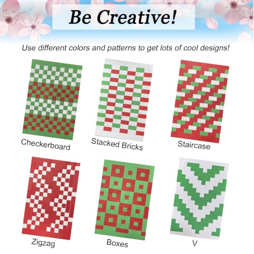 15 Christmas Paper Weaving Project • Anxiety Relief PaperCraft • DIY Placemats with ¾-inch Paper Strips and 9x14-inch Mats • Beginner Learn to Weave • Home and Classroom Decor (Red White Green) - color: Red White Green