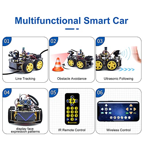 KEYESTUDIO Smart Car Kit,4WD Programmable DIY Starter Kit for Arduino for Uno R3,Electronics Programming Project/STEM Educational/Science Coding Kit for Teens Adults15+