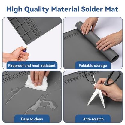 Kaisi Extra Large Soldering Mat, 932°F Heat Resistant Silicone Solder Mat - color: Grey, size: 27.6'' x 15.7''