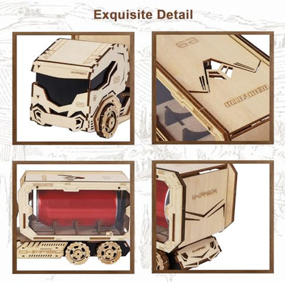 3D Wooden Puzzle for Adults, Mechanical Piggy Bank Car Puzzle, DIY Vehicle Model Building Kit Handicraft Wood Craft Hobbies Toy, Birthday for Hobbyist 14+ Family Women Men, 156 Pcs - style: Fuel Tanker (Piggy Bank Car)