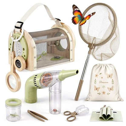 Dreamon Kids Bug Catching Kit, 11 Pcs Wooden Outdoor Toys for Kids Ages 4-8