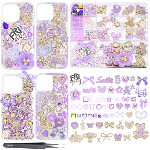 EIiovcnya 2380 Pcs Junk Case Charms Kit - DIY Phone Charms & Nail Art - color: Purple tones