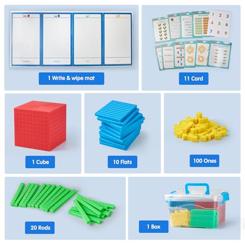 Base Ten Blocks Plastic and Foam Base Ten Set Place Value Blocks for Early Counting Math Toy for 1st Grade