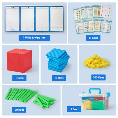 Base Ten Blocks Plastic and Foam Base Ten Set Place Value Blocks for Early Counting Math Toy for 1st Grade