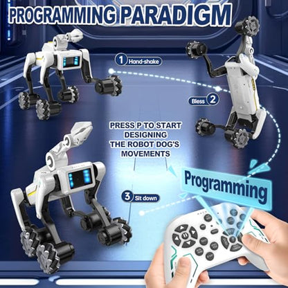3 in 1 Robot Dog with Wheels Kit, 30+ Bionic Actions, Voice & Remote Control, Programmable Moves, Rechargeable Battery, All-Terrain Stunt Pet Toy for Kids(Removable Claw & Cannon) - style: 3 IN 1 Robot Dog with Wheels