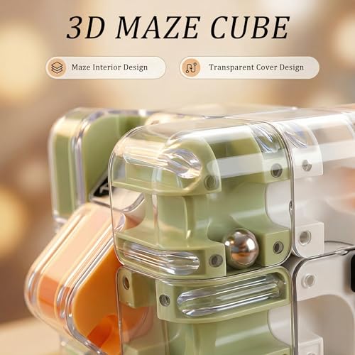 2 Pack 3D Rolling Ball Maze Cube Puzzle,Maze Cube for Kids Labyrinth 3D Puzzle Maze Cube Ball Twist Roll Brain Teaser Toys,Cultivate Logical Thinking for Logical Thinking for Family Game Birthday Gift - color: Maze Cube
