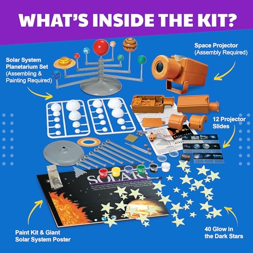 4M - STEAM Space Exploration - Build & Paint Solar System Planetarium Model, Assemble Space Toys Projector with Slides, Includes Glow Stars & Poster - Educational Science Planet Toys Kit, Kids Ages 5+ - style: Space Exploration