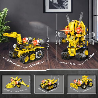 Yerloa Robot Building Kit STEM Gifts for Ages 8-13 with App & Remote Control, 5 in 1 Building Set Coding Robotic Toys for Ages 6 7 8 9 10 11 12 Years Old Boy Girl Easter Birthday Gifts (673pcs)