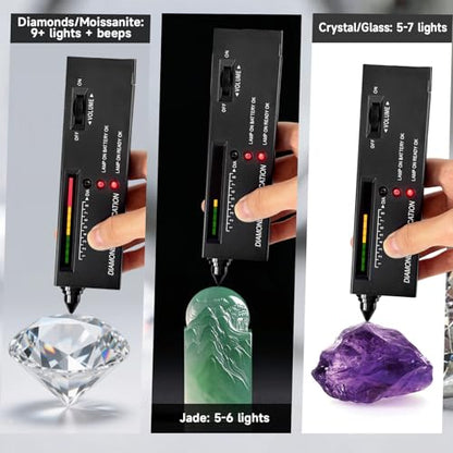 High Accuracy Diamond Tester Pen, Gemstone Identification Tool for Jewelers, Portable Gem Detector with Light & Beep Prompt