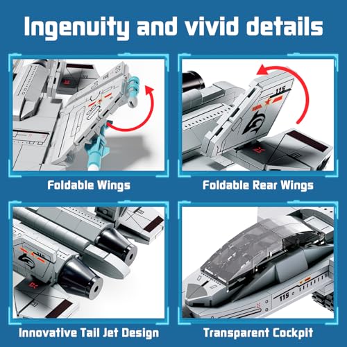 J-15 Fighter Jet Military Aircraft Building Kit for Boys 8–12 - color: Gray