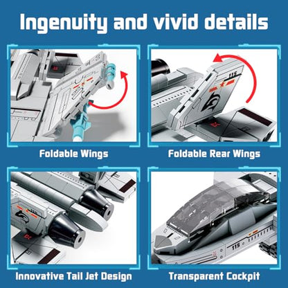 J-15 Fighter Jet Military Aircraft Building Kit for Boys 8–12 - color: Gray