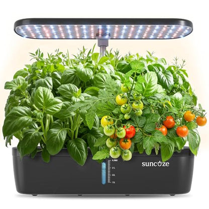 SUNCOZE Hydroponics Growing System, 12 Pods, 12.4 in Adjustable Height - color: Black