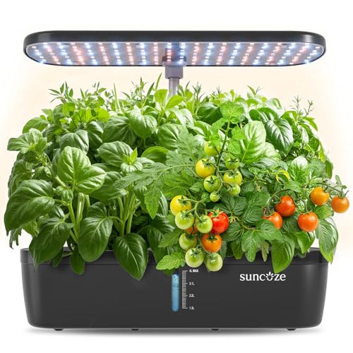 SUNCOZE Hydroponics Growing System, 12 Pods, 12.4 in Adjustable Height - color: Black