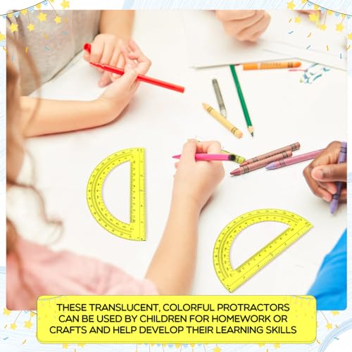 EBOOT 2 Pack Plastic Protractor 180 Degree Math Protractors 6 Inch,Yellow - color: Yellow