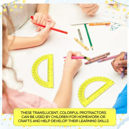 EBOOT 2 Pack Plastic Protractor 180 Degree Math Protractors 6 Inch,Yellow - color: Yellow