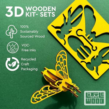 Little & Wood: Woodlet: Medium - NYC Subway 4 Train - Green, 3D Wooden Kit-Set, City Transportation Puzzle, Easy Assembly, Pop Build Fun, Ages 6+ - style: NYC Subway 4 Train