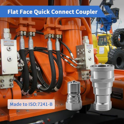 3/8" NPT ISO 7241-B Quick Disconnect Hydraulic Coupler Set, Alloy Steel Quick Disconnect Hydraulic Coupling (3/8" Body x 3/8" NPT Thread ISO7241-B)) - color: 3/8" NPT&Body (ISO7241-B)