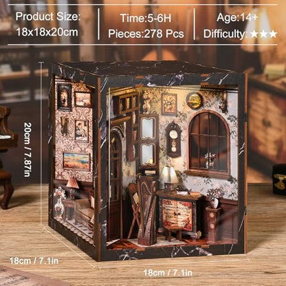 DIY Book Nook Kit with LED Light, Miniature Dollhouse, 3D Wooden Puzzle, Bookshelf Insert Decor Craft Gift (European Melody MusicalInstrument Box) - style: European Melody MusicalInstrument Box