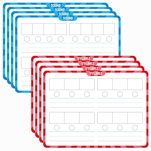 8 Packs Phonemic Awareness Dry Erase Board, Double Sided Dry Erase Board Writable and Erasable Phonics Learning White Board for Kids, Students, Classroom and Home (Each Measures 12” x 9”) - color: Phonemic Awareness