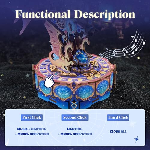 Tonecheer 3D Wooden Puzzle Airship Model Kit, DIY Transmission Model Fantasy Ship Spaceship with Music, Movable Building Kit Starlight Craft Mechanical Decor Idea Gift for Adults - Magical Galaxy - style: Magical Galaxy